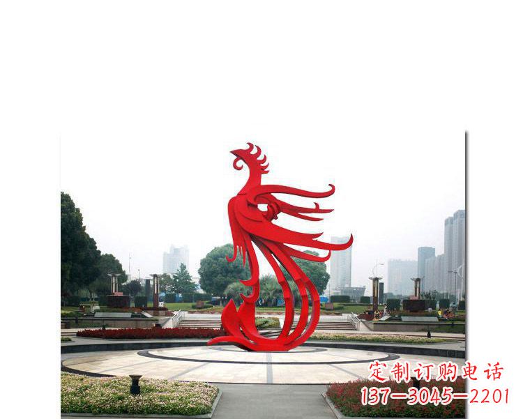 沧州广场不锈钢飞翔的凤凰雕塑