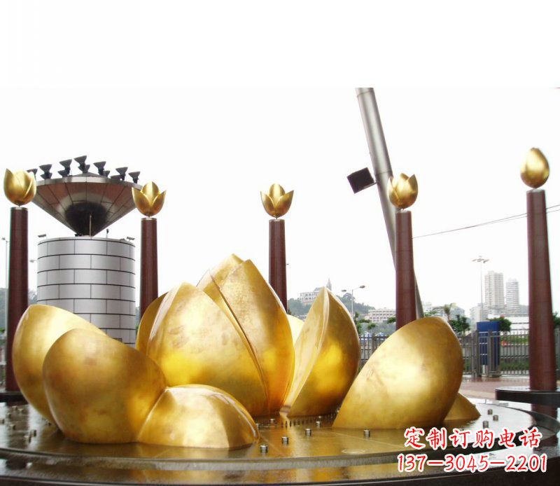 沧州全新设计!中领雕塑莲花抽象广场雕塑