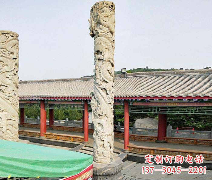 沧州广场景观大理石龙柱石雕 (2)