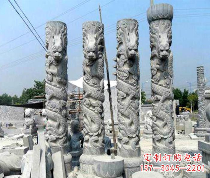 沧州广场景观大理石龙柱石雕 (4)