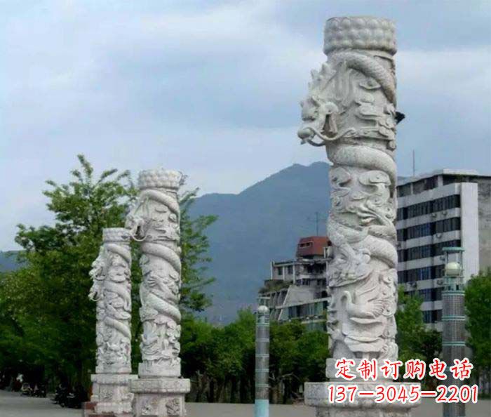 沧州广场景观大理石龙柱石雕 (3)