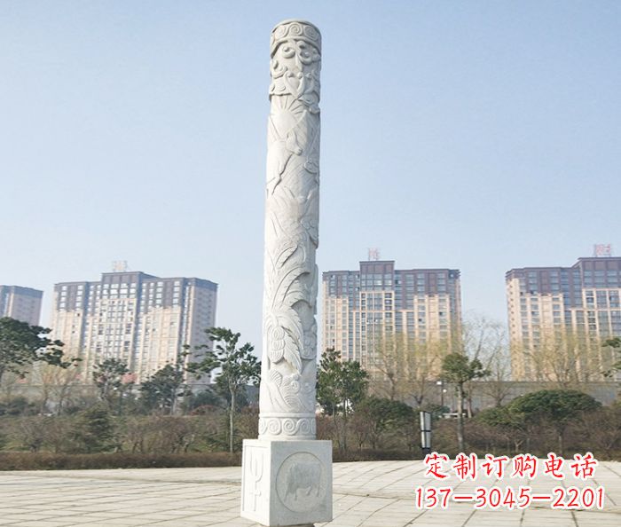 沧州真实而细腻的大理石龙柱石雕