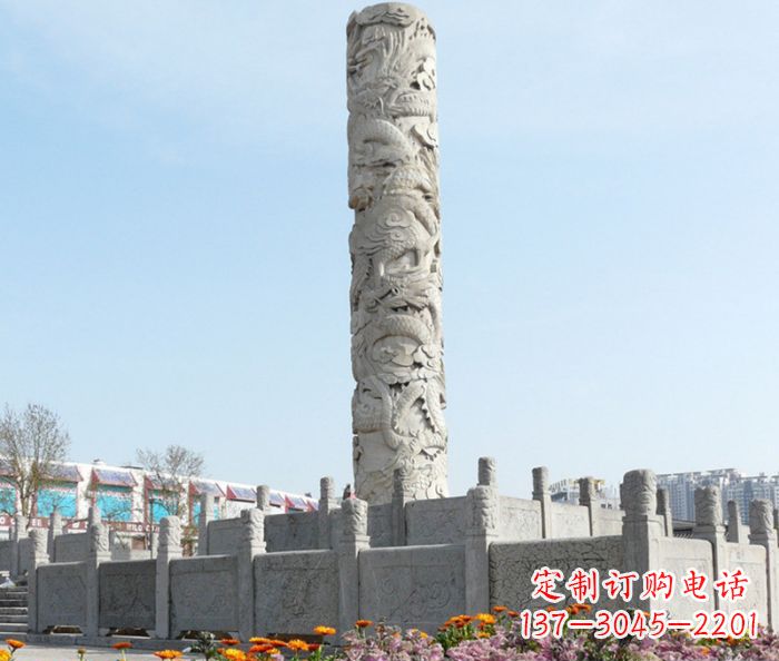 沧州广场景观大理石龙柱石雕,展现神秘传统风采