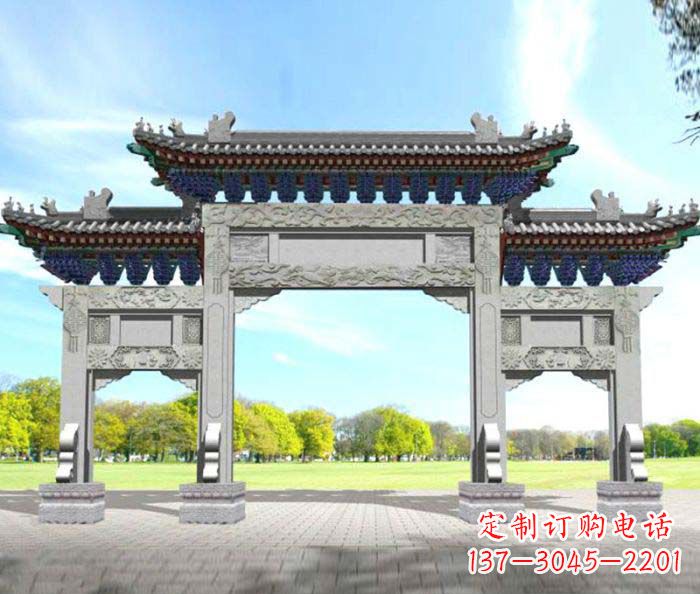 沧州广场景观大理石牌楼石雕