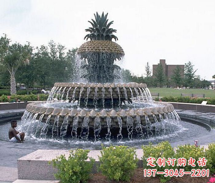 沧州广场景观大型菠萝喷泉石雕