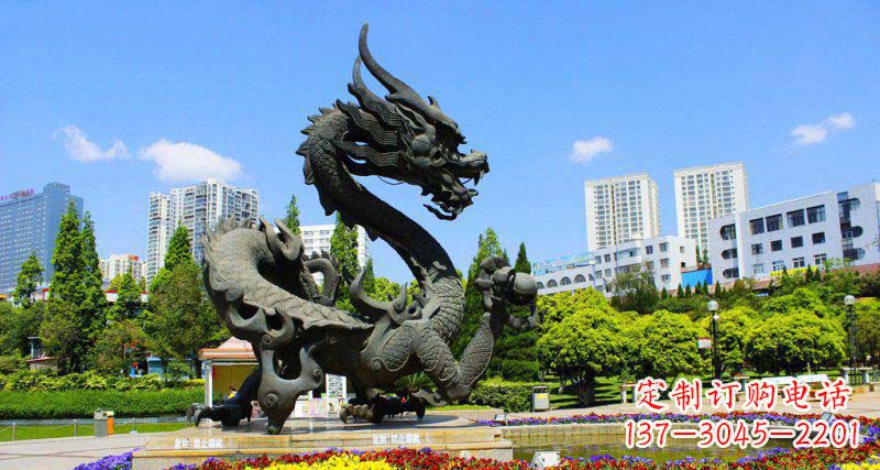 沧州精美巨型广场龙戏珠景观铜雕