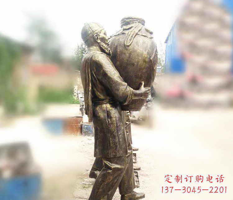 沧州铜雕店小二抱酒人物雕塑