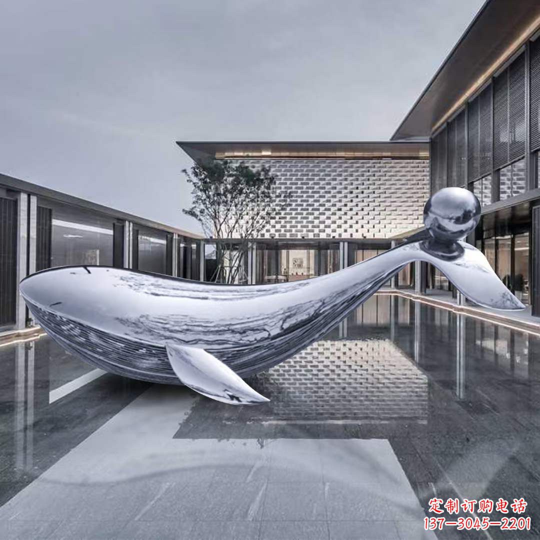 沧州海豚不锈钢镜面雕塑,公园园林大型动物景观