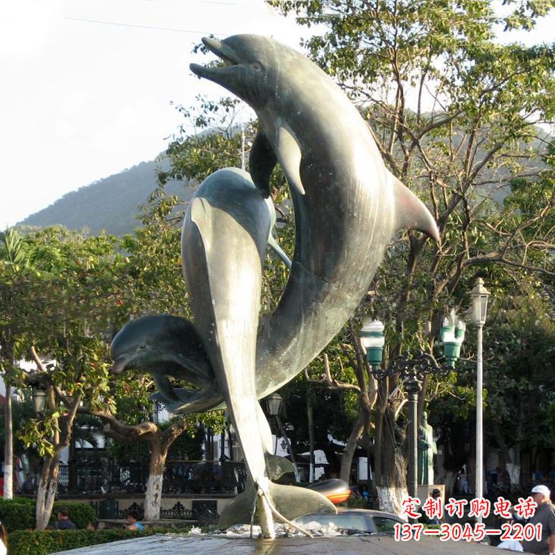 沧州海豚公园铜雕景观动物雕塑