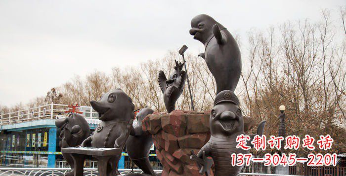 沧州精美铜海豚雕塑,精细雕琢把海豚灵魂融入!