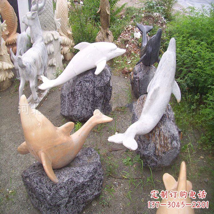沧州海豚石雕塑,纯手工定制精美艺术品