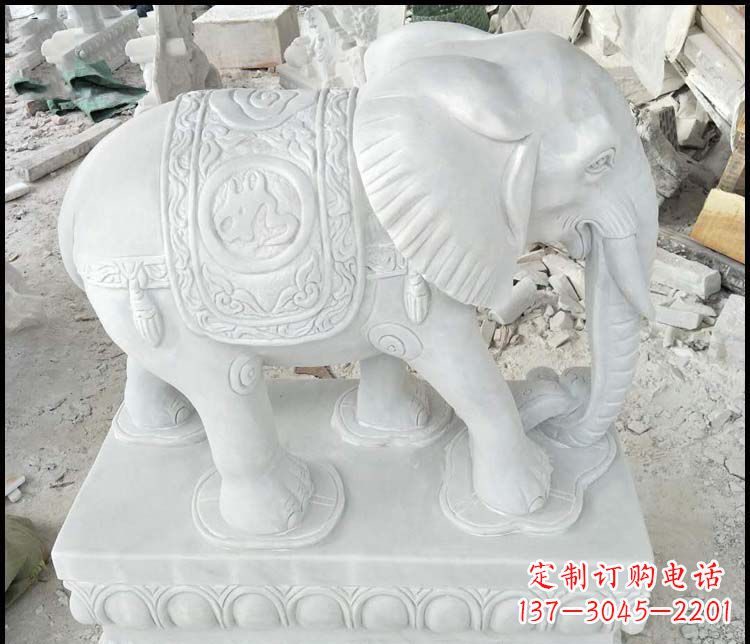 沧州汉白玉吉祥如意门口招财镇宅大象石雕