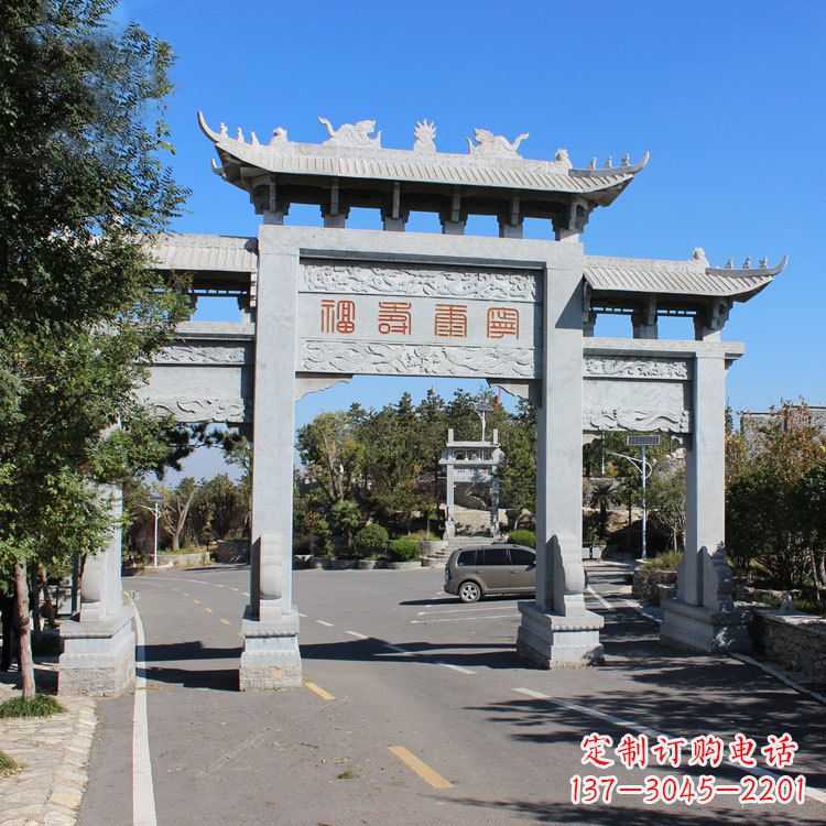 沧州汉白玉景区入库石雕牌坊