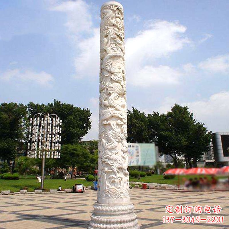 沧州汉白玉石雕刻龙柱是由中国领雕塑厂家定制的…