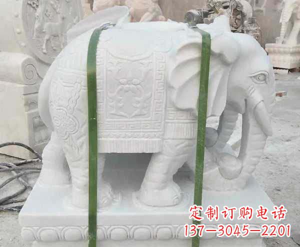 沧州瑞气四溢的汉白玉招财大象雕塑
