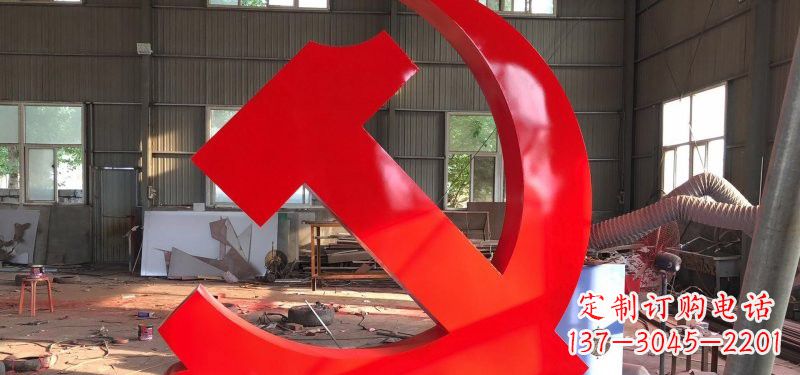 沧州河南不锈钢党徽雕塑,精致而完美