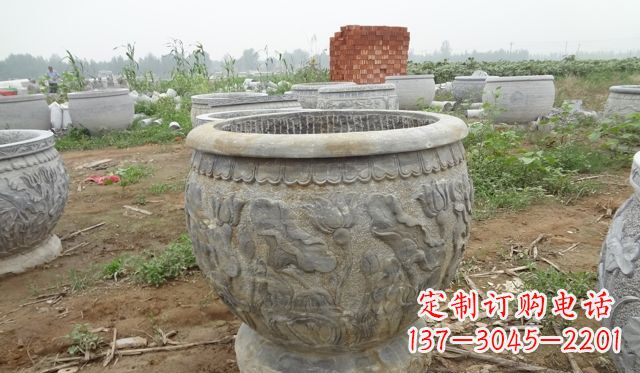沧州荷花花盆公园景观石浮雕