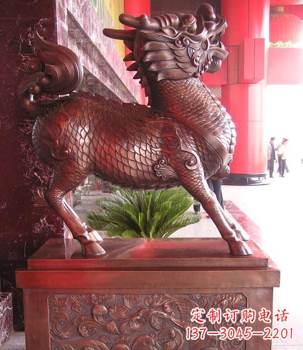 沧州红铜麒麟神兽铜雕