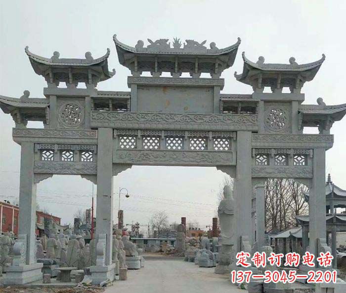 沧州三门牌坊石雕，精美汉风石雕装饰景区