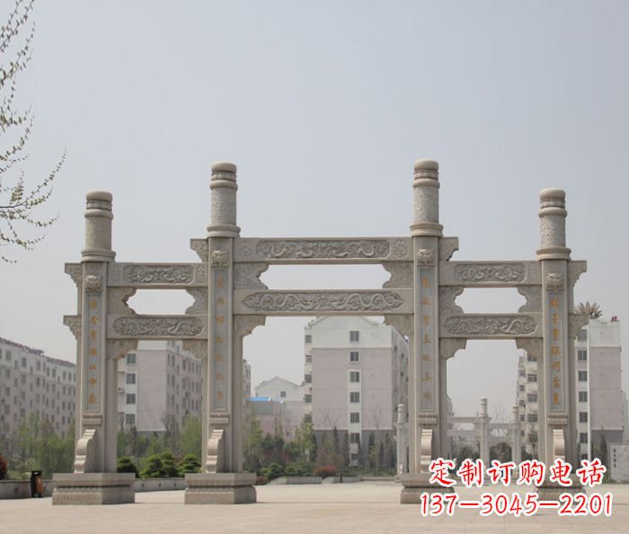 沧州上中领雕塑：牌坊石雕定制