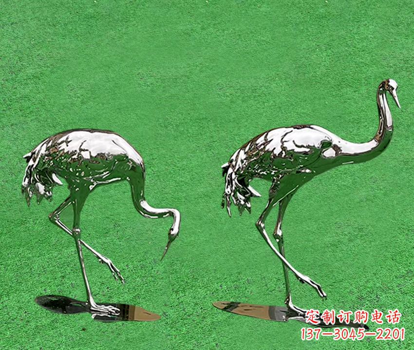 沧州精美镜面不锈钢动物鹤雕塑