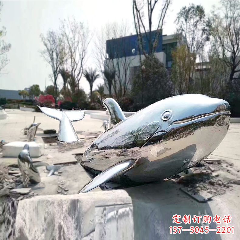 沧州奇特美观的镜面不锈钢鲸鱼雕塑
