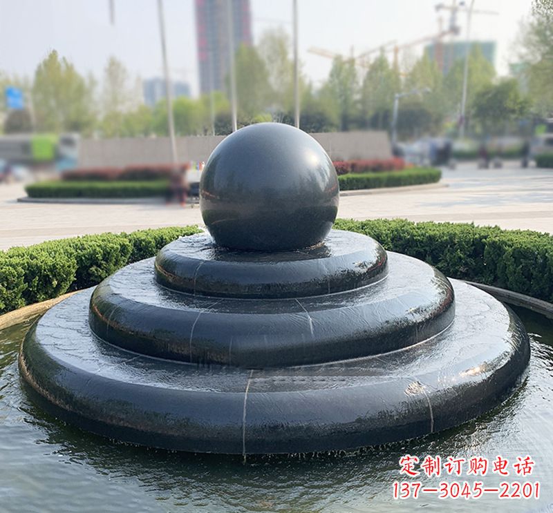 沧州临沂石雕风水球喷泉,雕塑定制专属于您