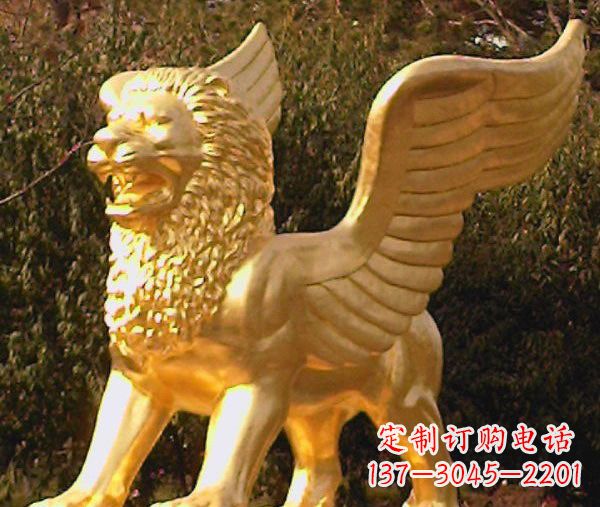 沧州鎏金西洋狮子飞狮铜雕,尊贵非凡