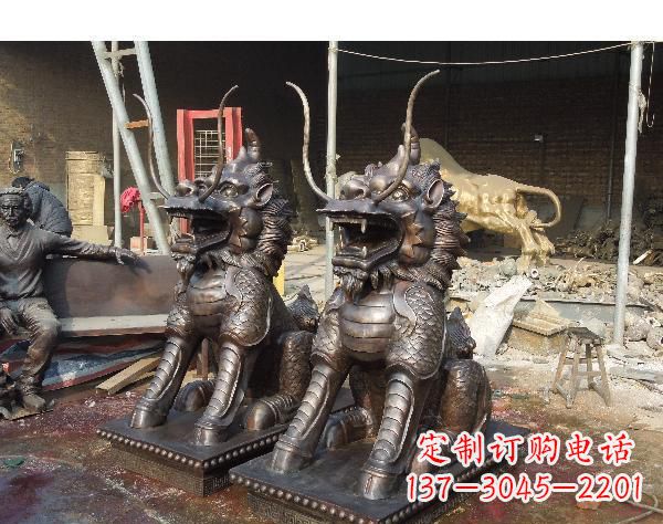 沧州中领雕塑打造精美辟邪麒麟铜雕