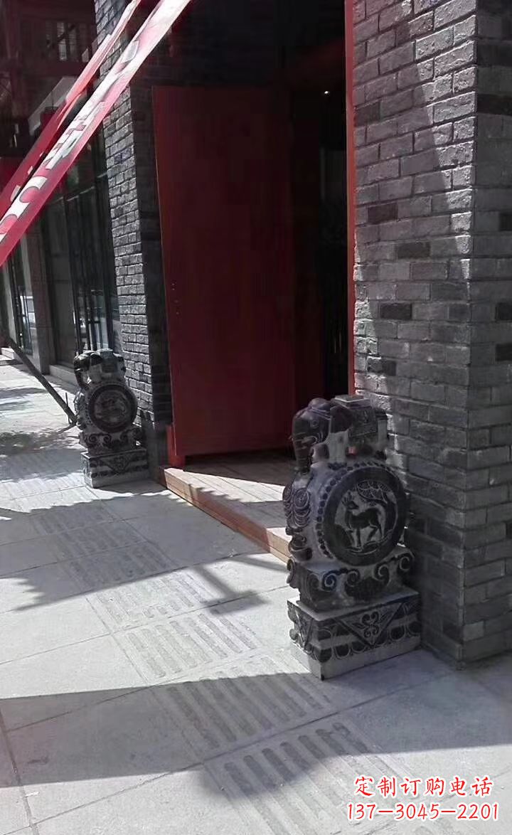 沧州青石雕刻大象门墩抱鼓石