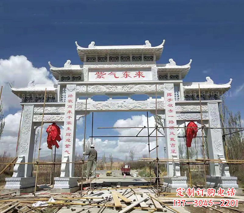 沧州青石简易石雕牌坊——牌坊雕塑定制