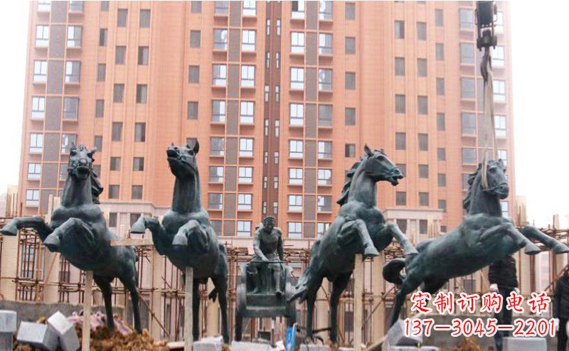 沧州精美青铜马拉车广场雕塑