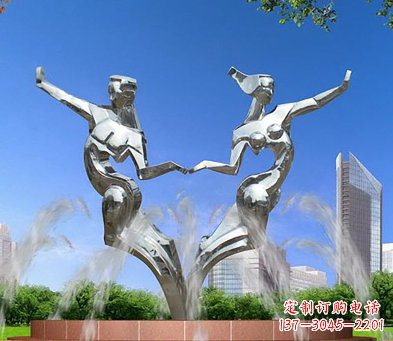 沧州爱情镌刻，不锈钢抽象情侣雕塑