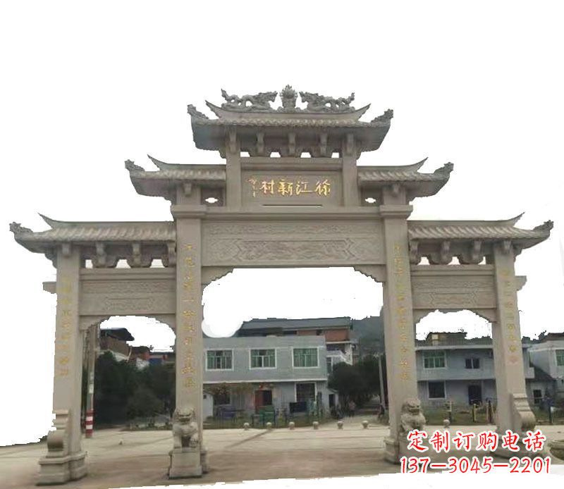 沧州三门牌坊仿古石雕,雕刻精美传承传统