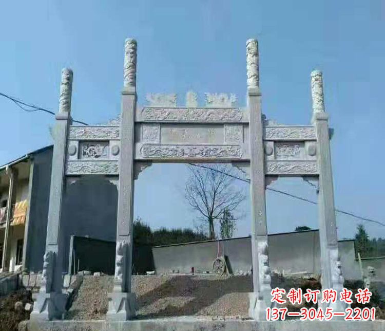 沧州三门仿古牌坊石雕,精致雕刻典雅之美