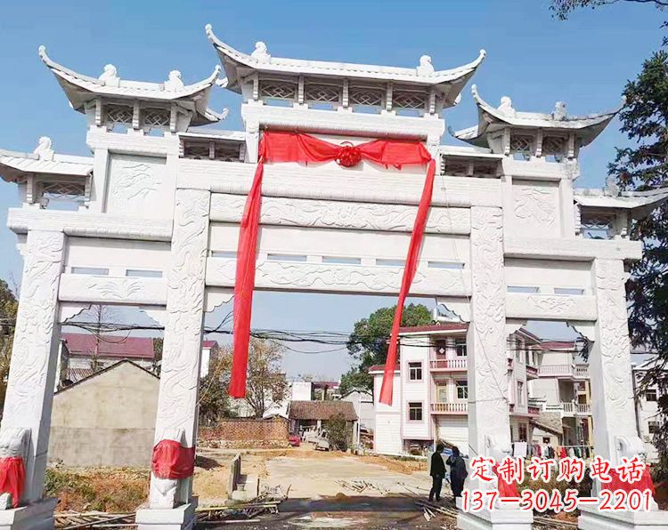 沧州三门三楼石雕牌坊:专业定制牌坊雕塑
