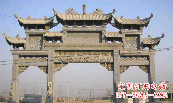 沧州特色街角石雕牌坊精致典雅的装点