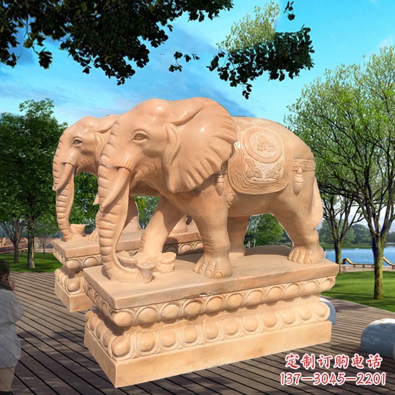 沧州多色大象塑像,艺术雕刻体现彩色生活