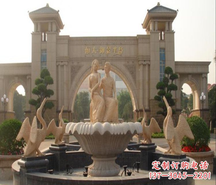 沧州石雕西方人物喷泉雕塑