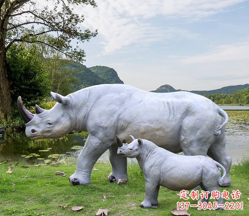 沧州石雕犀牛母子雕塑