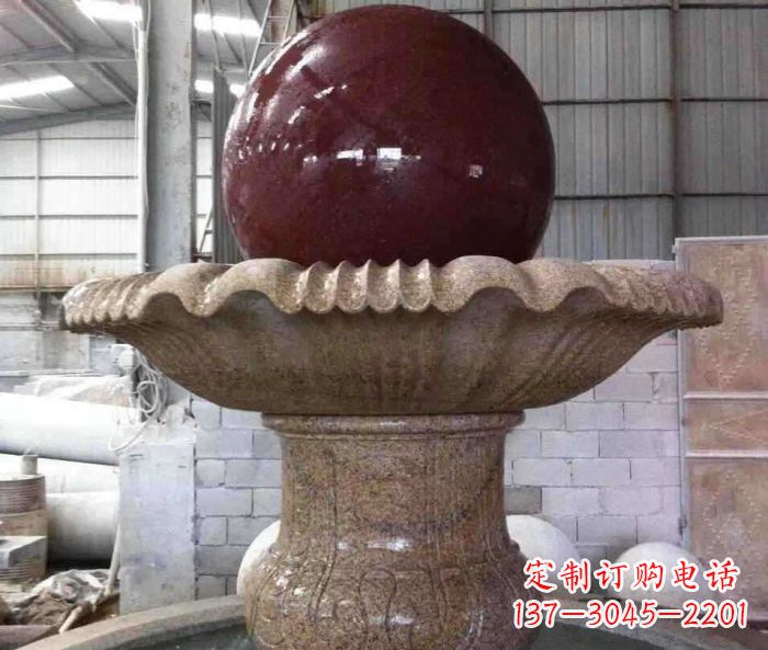 沧州石来运转小型风水球喷泉石雕 (2)