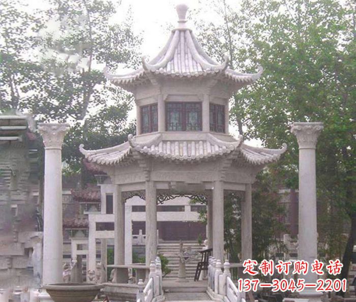 沧州双层仿古凉亭石雕 (3)