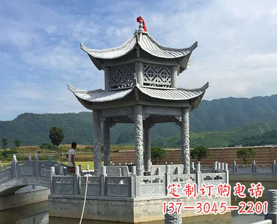 沧州双层仿古凉亭石雕_1