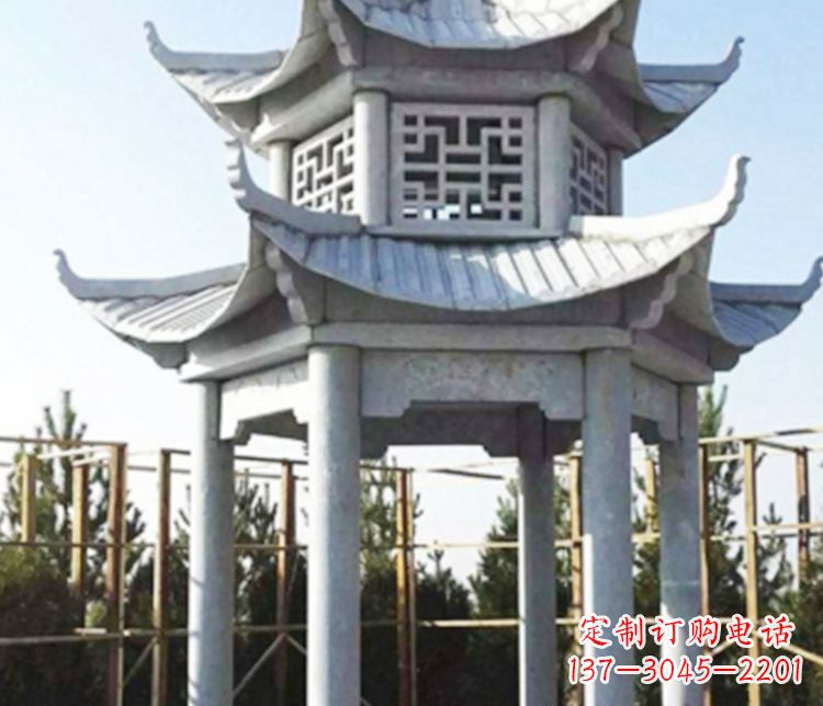 沧州双层仿古石凉亭石雕_2