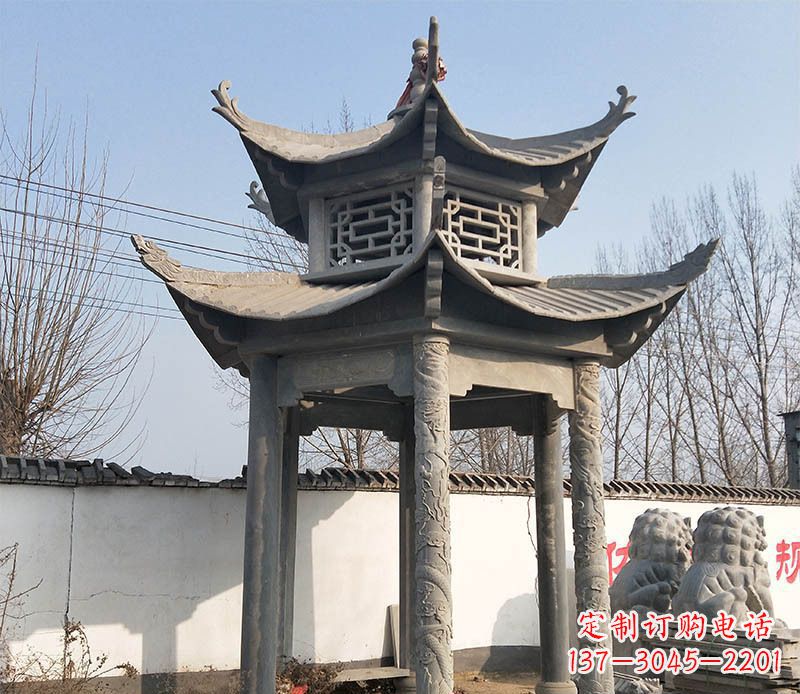 沧州双层户外凉亭石雕 (2)