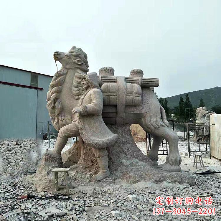 沧州丝绸之路骆驼情景石雕