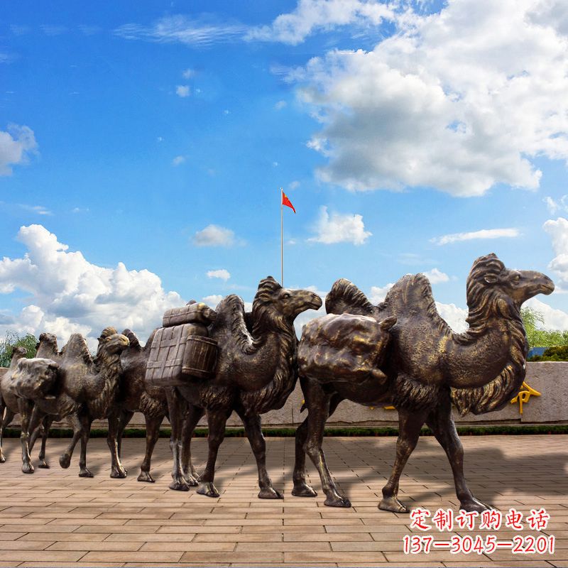 沧州丝绸之路骆驼队仿铜景观雕塑