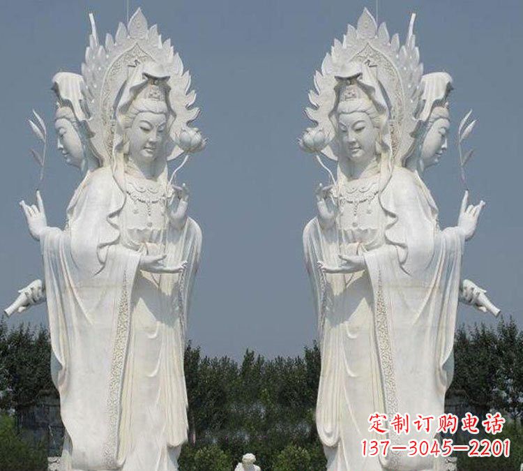 沧州寺庙三面观音菩萨雕塑