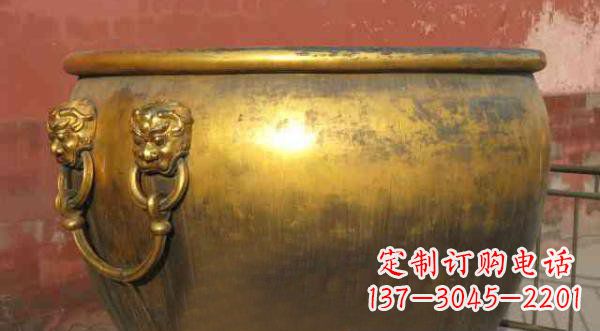 沧州寺庙水缸铜雕 (2)