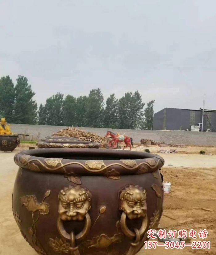 沧州寺庙水缸铜雕 (4)